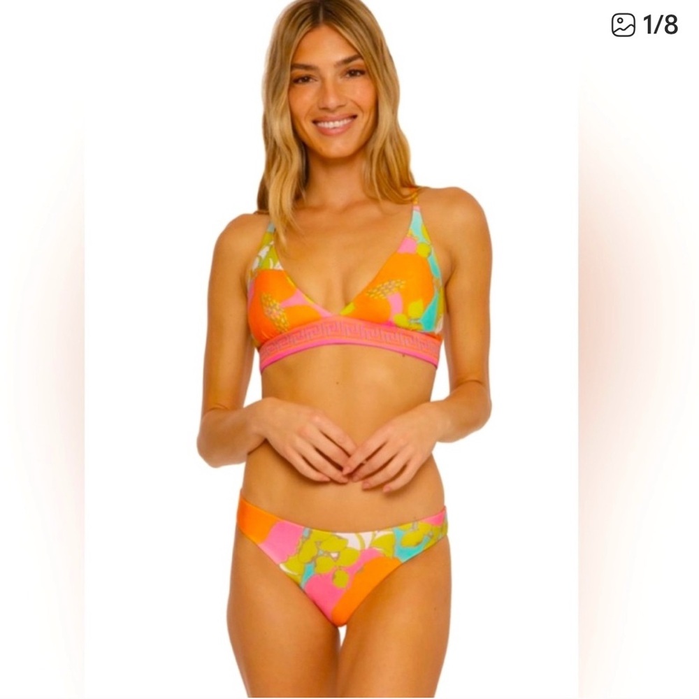 Trina Turk Playa De Flor Reversible Set - Bikini top w/matching bottom $156 NWT